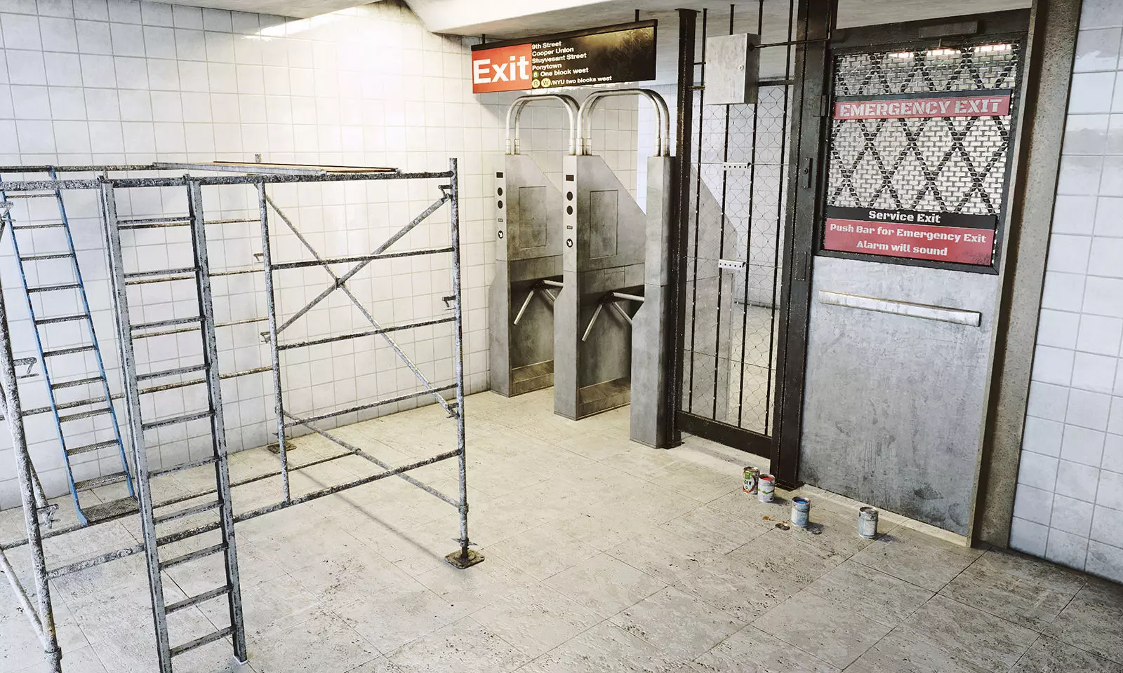 Subway Emergency Gates Scene 8K Low-poly 3D model