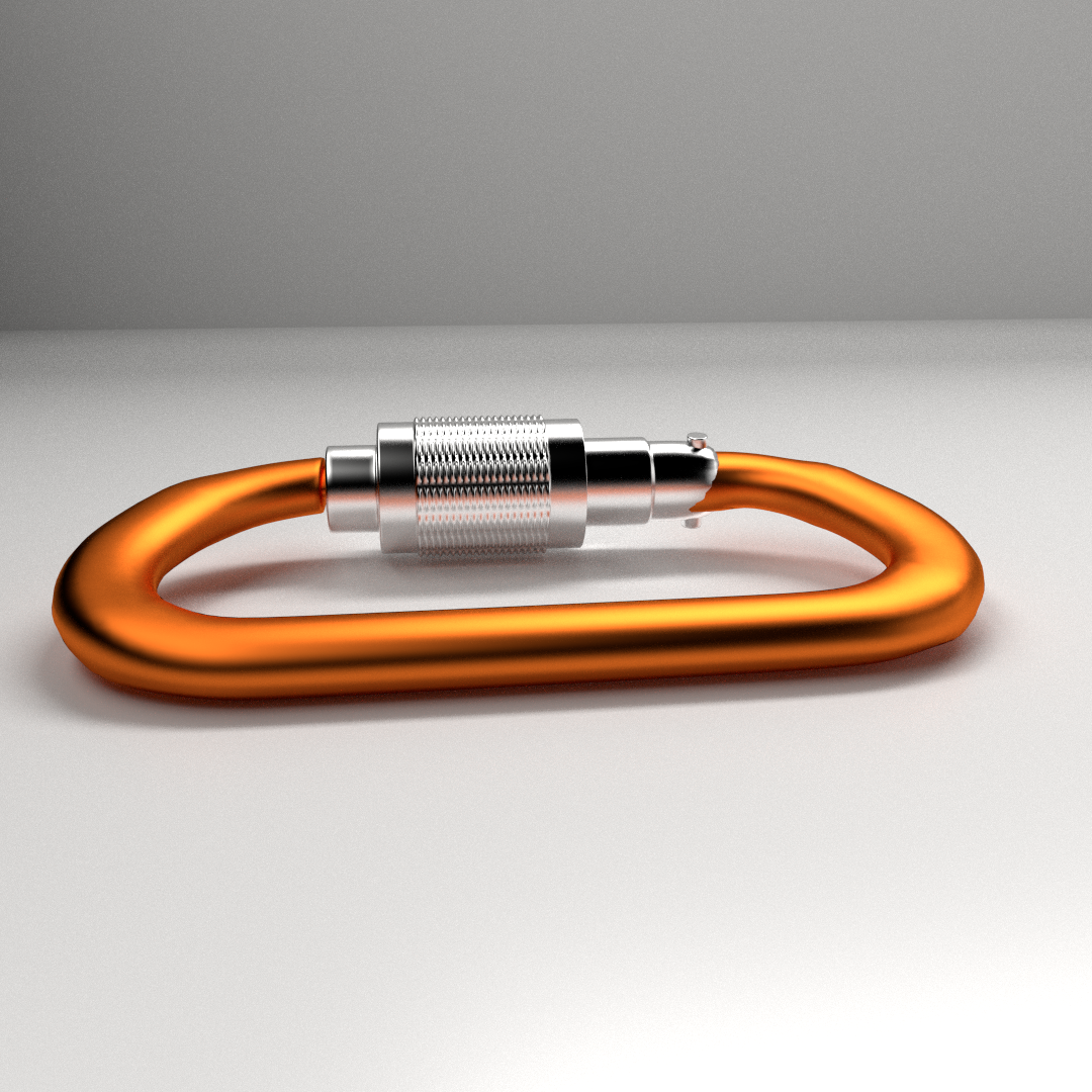 Carabiner orange 3D model_2