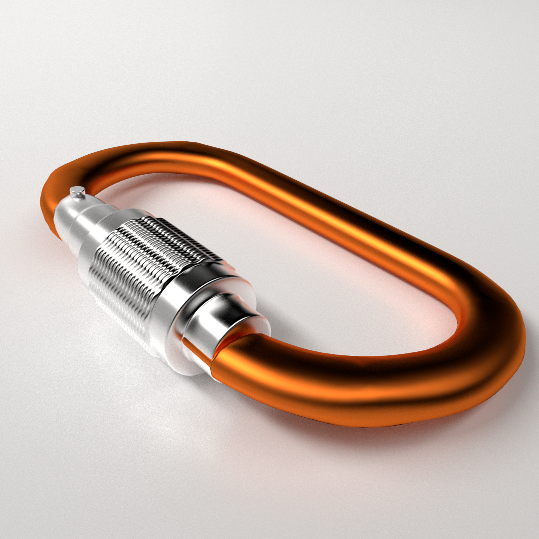 Carabiner orange 3D model_1