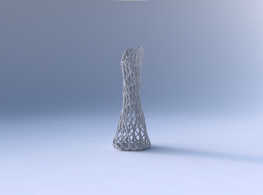 Vase twisted squeezed and bent hexagon 2 with diagonal grid l... 3D print model_4