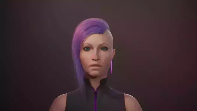 Cyberpunk woman clothing with hair