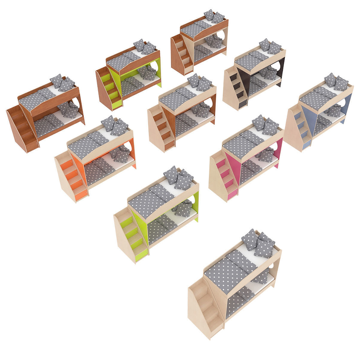 Legenda K10 with LY10 childrens modular bed 3D model_5