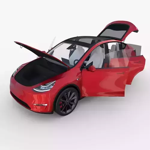 Tesla Model Y Red with interior 3D model