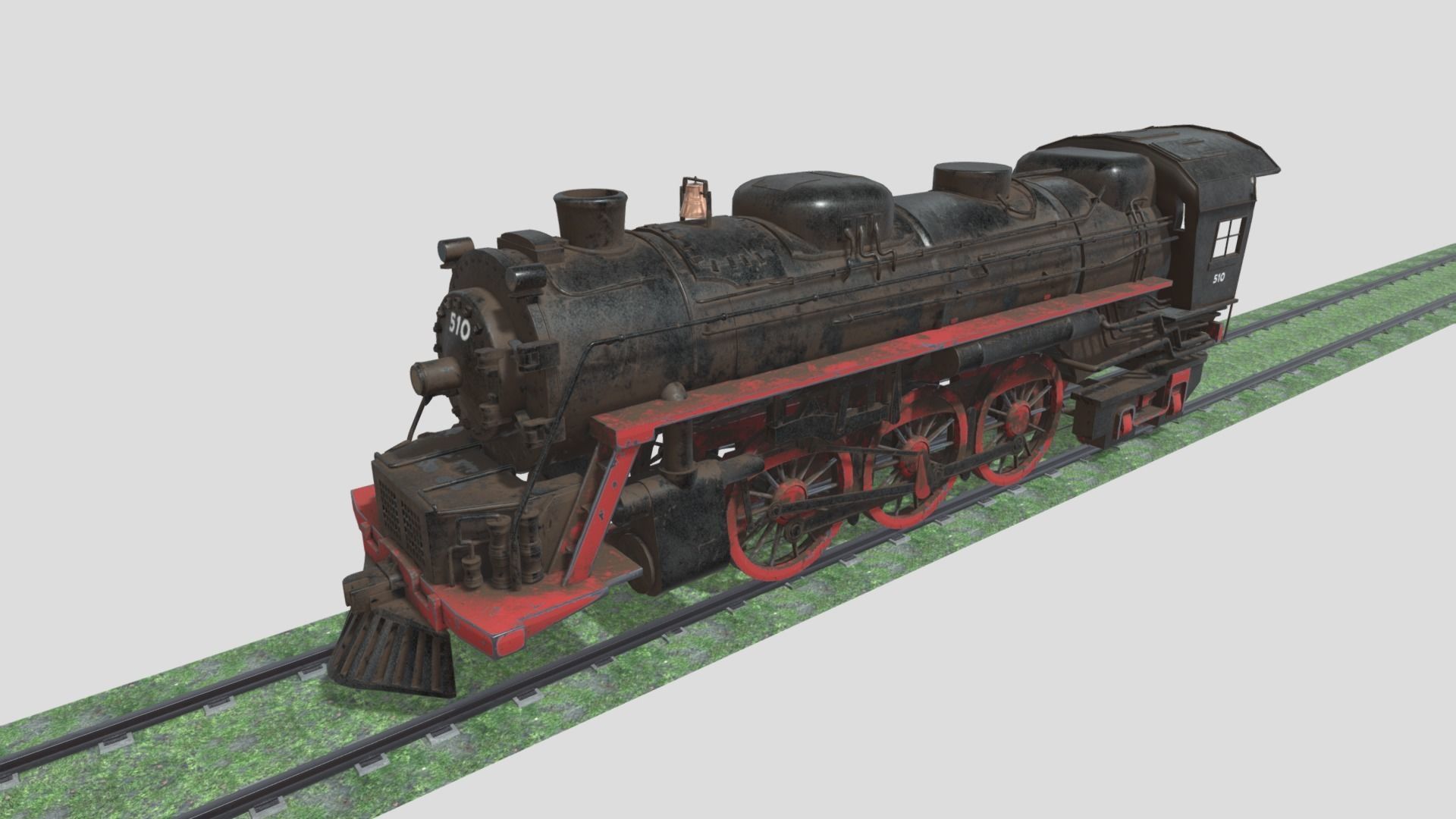 Steam Engine Train Wagon  Low-poly 3D model_23
