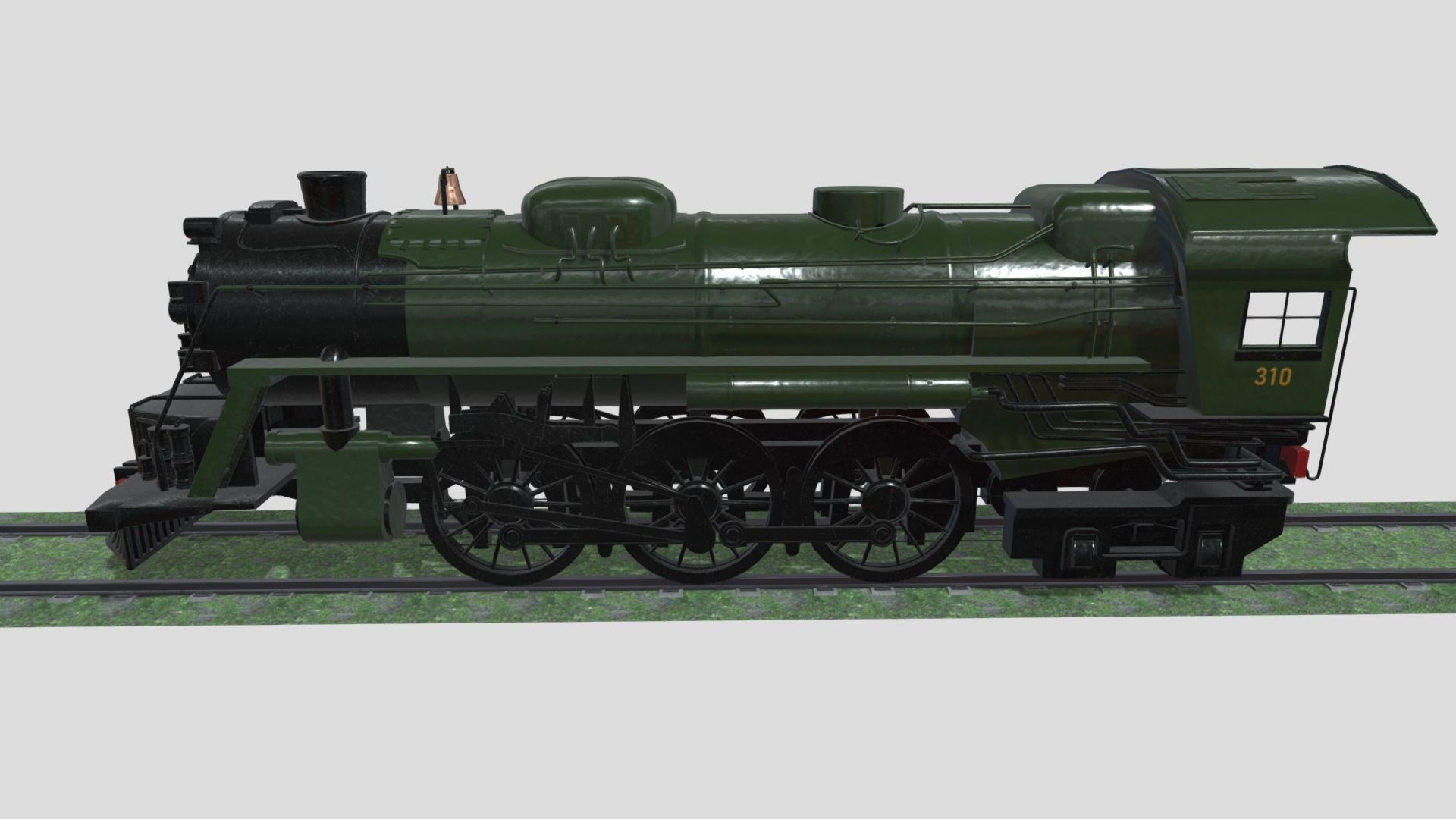 Steam Engine Train Wagon  Low-poly 3D model_14