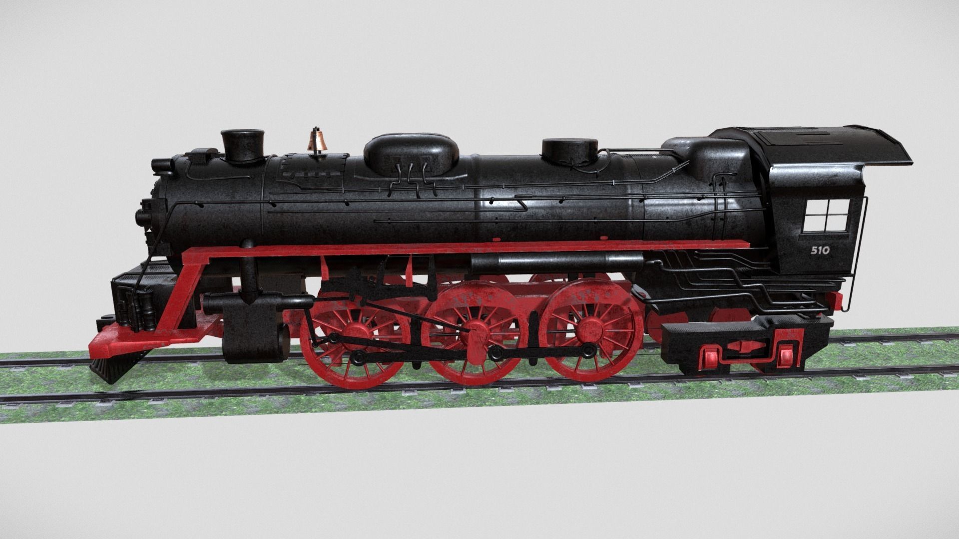 Steam Engine Train Wagon  Low-poly 3D model_19