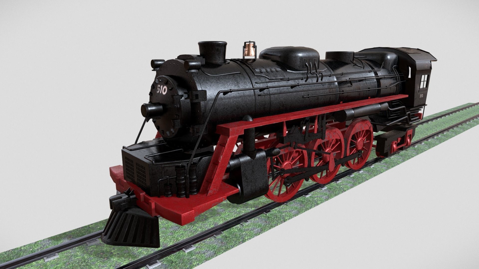 Steam Engine Train Wagon  Low-poly 3D model_21
