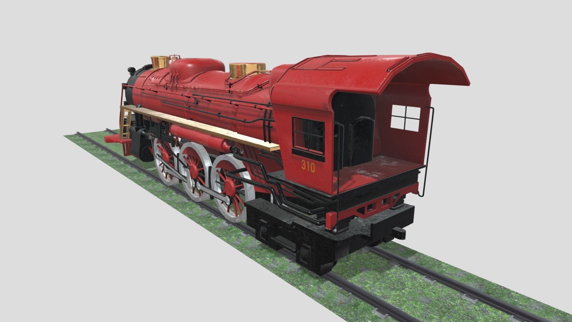 Steam Engine Train Wagon  Low-poly 3D model_9