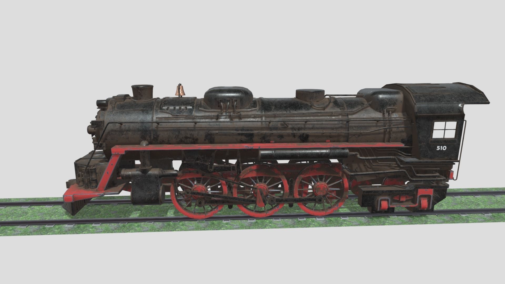 Steam Engine Train Wagon  Low-poly 3D model_8