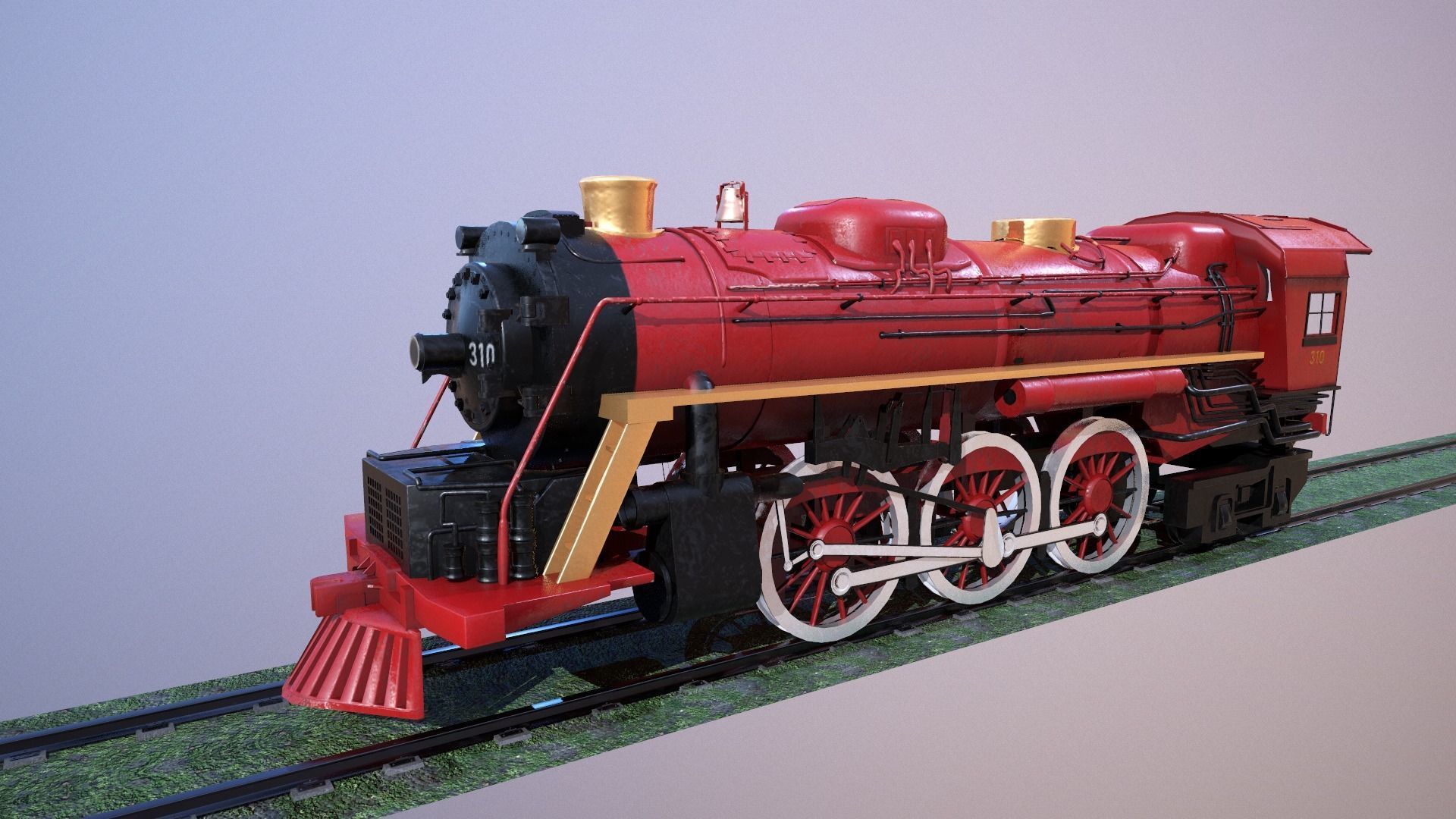 Steam Engine Train Wagon  Low-poly 3D model_7