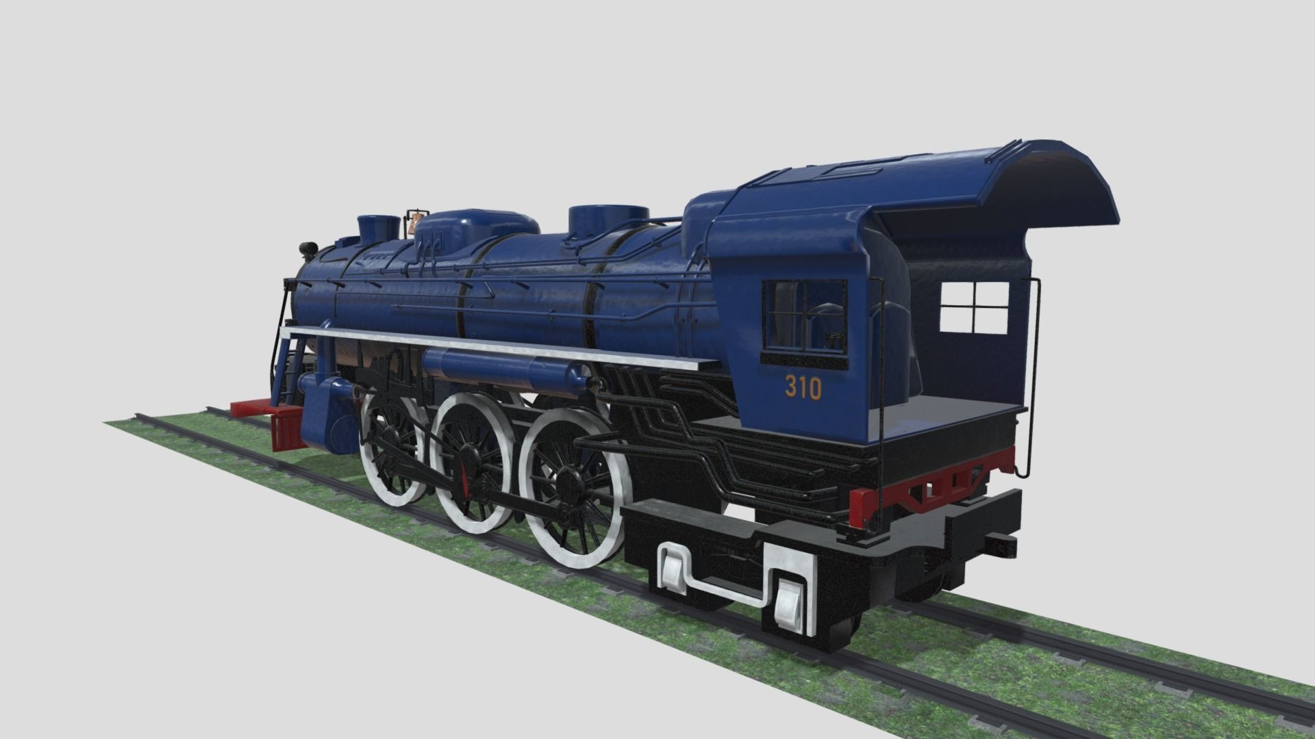 Steam Engine Train Wagon  Low-poly 3D model_12
