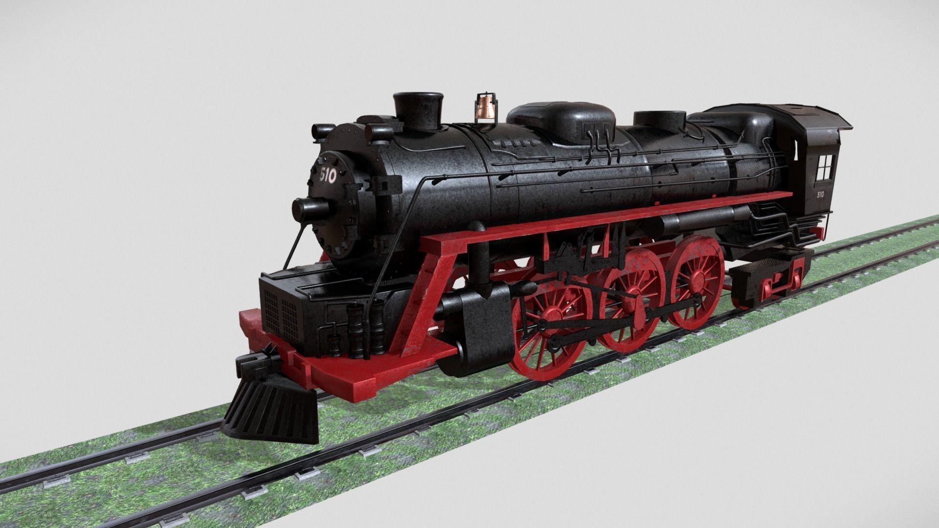 Steam Engine Train Wagon  Low-poly 3D model_18