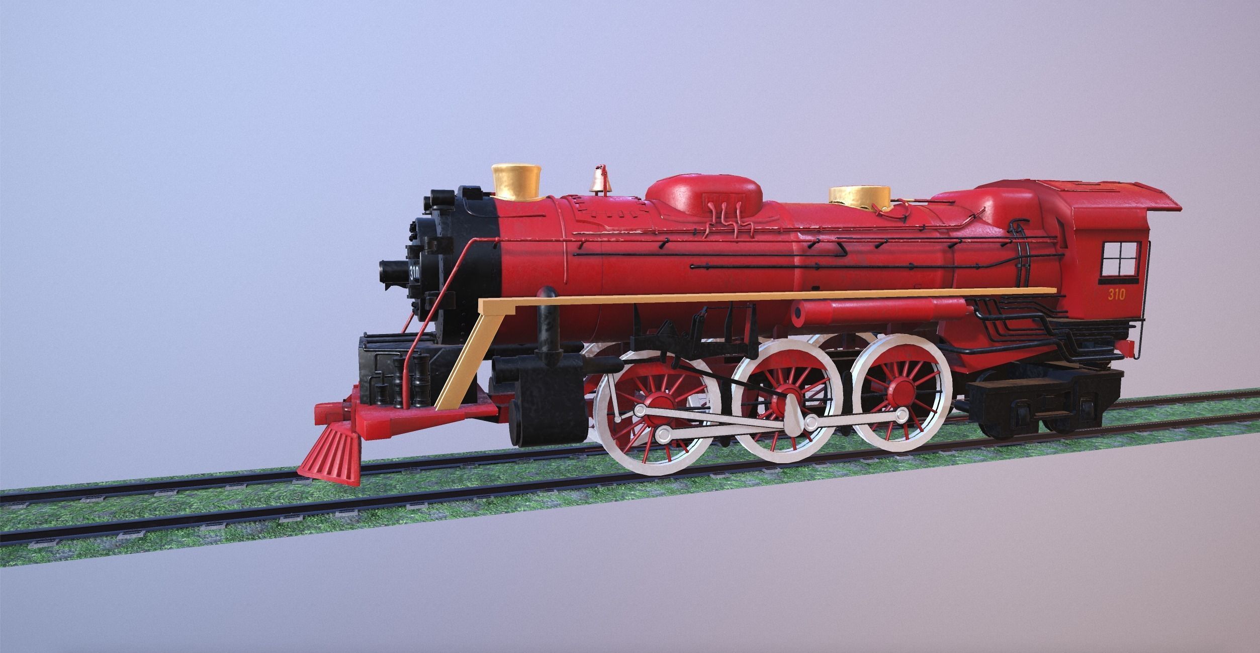 Steam Engine Train Wagon  Low-poly 3D model_6