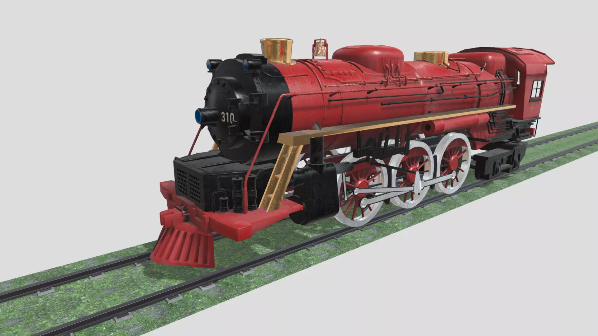 Steam Engine Train Wagon  Low-poly 3D model_0