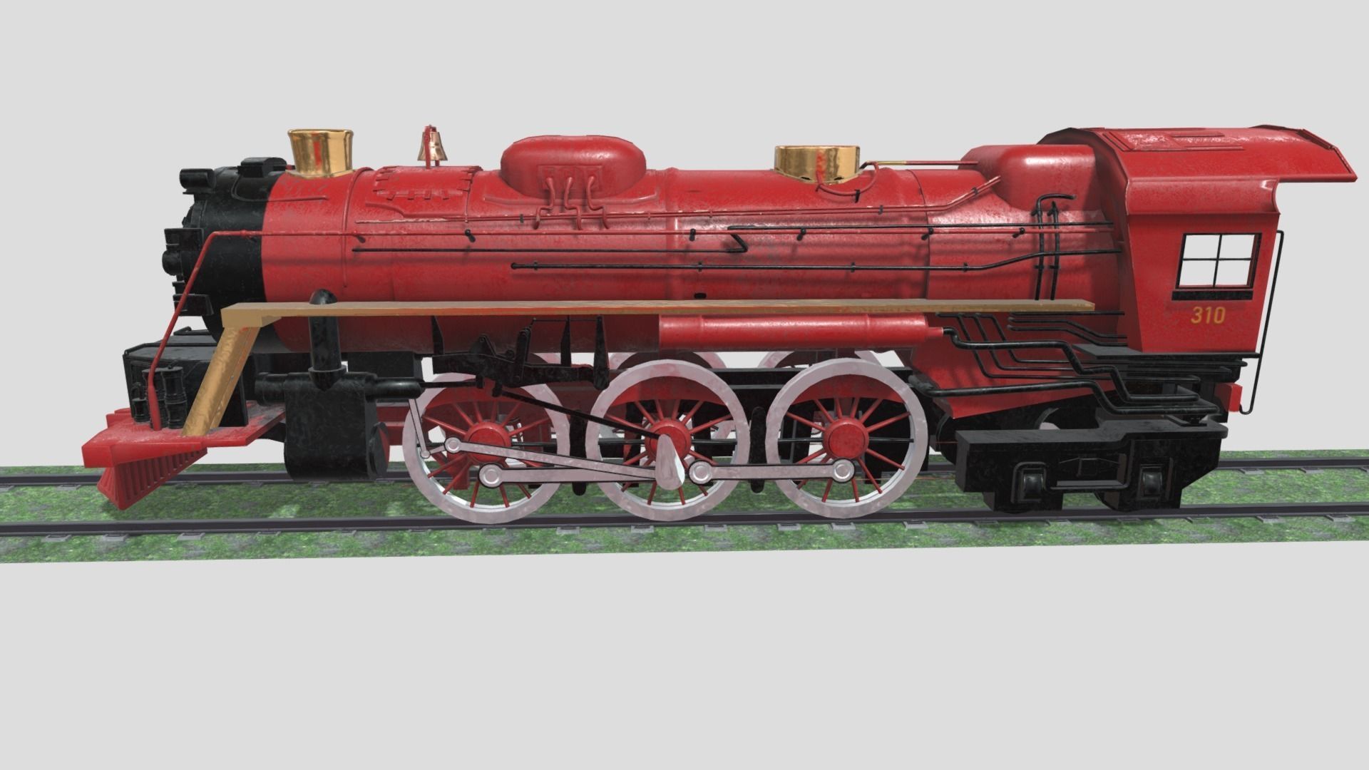 Steam Engine Train Wagon  Low-poly 3D model_22