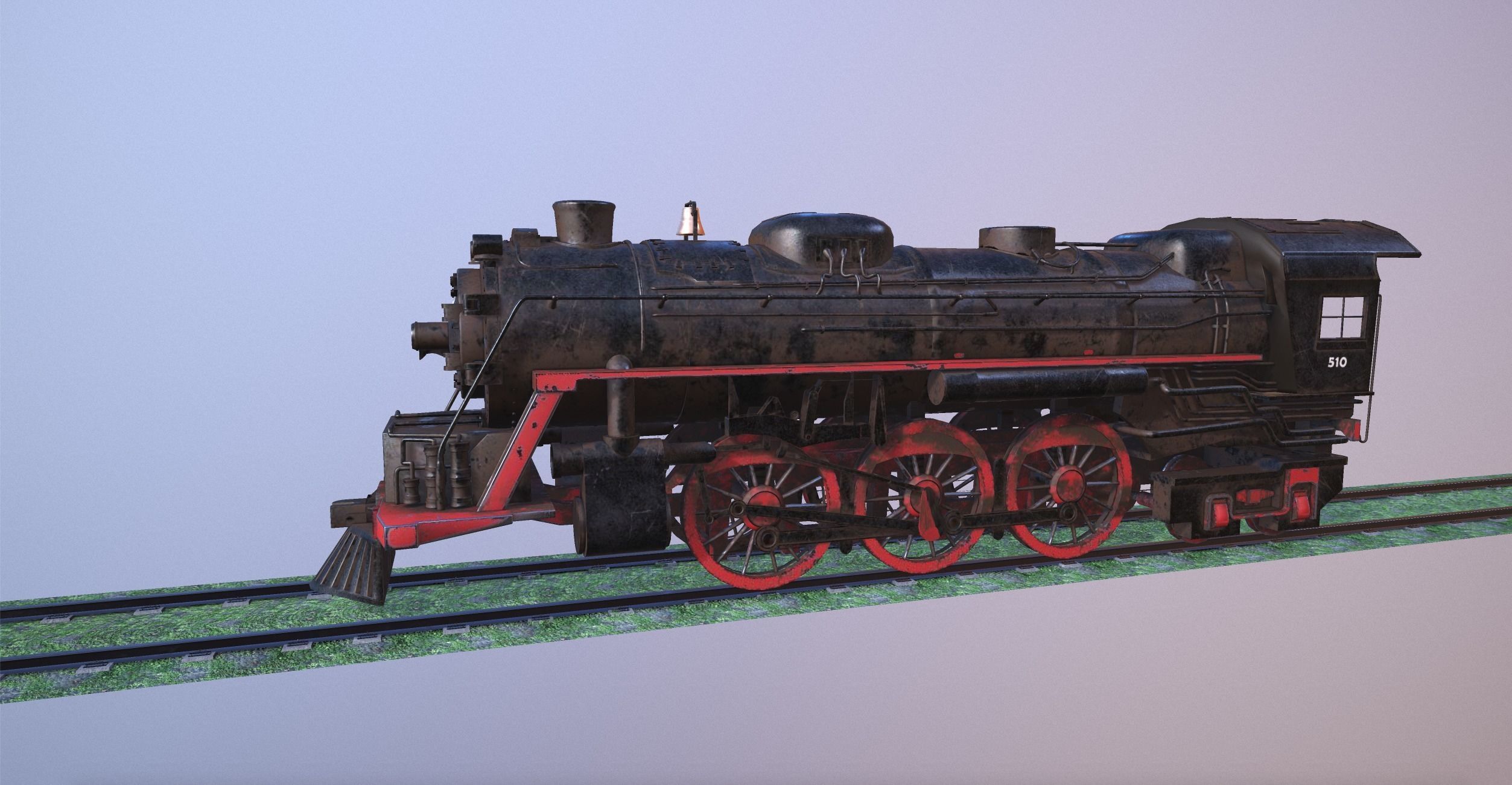 Steam Engine Train Wagon  Low-poly 3D model_4