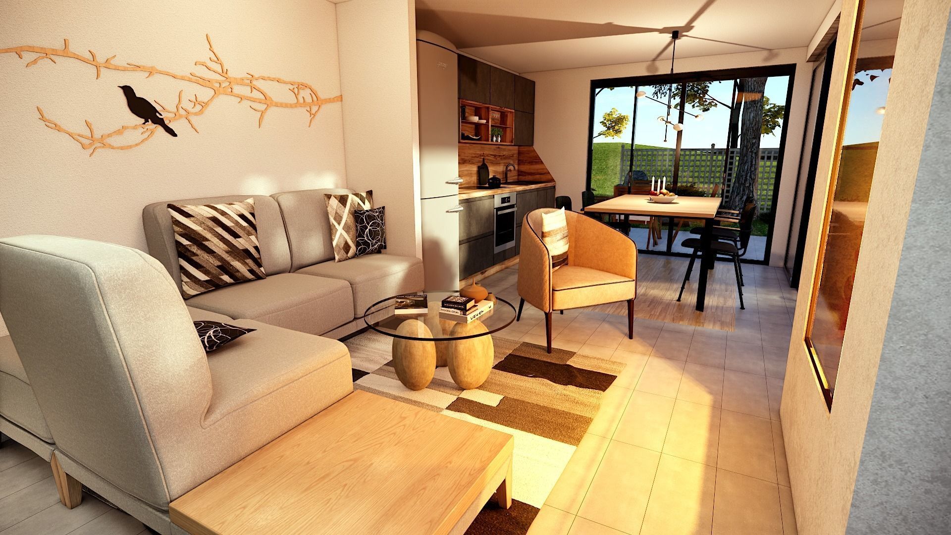 modern pool house with fireplace 3d model Low-poly 3D model_3