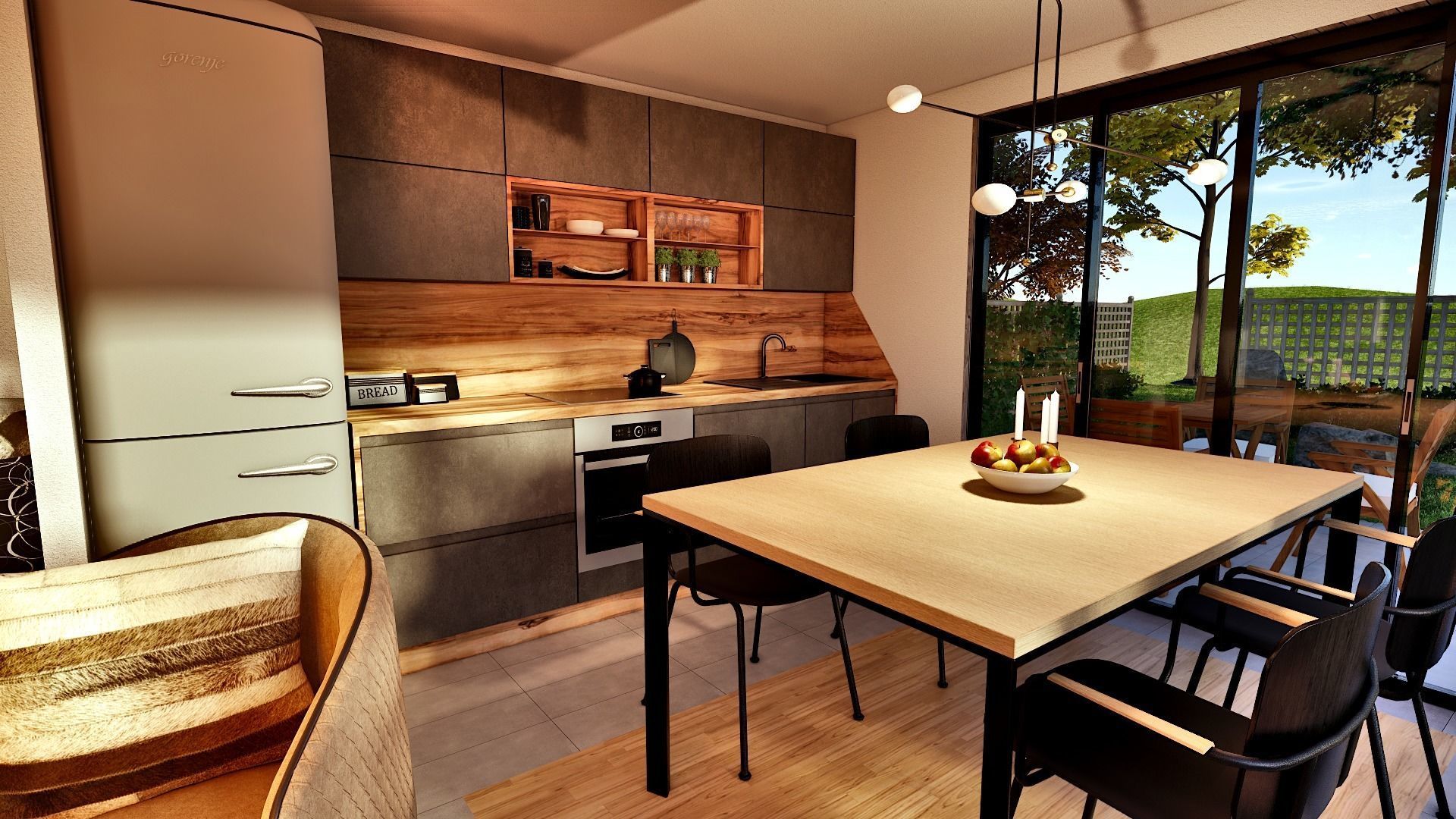 modern pool house with fireplace 3d model Low-poly 3D model_7