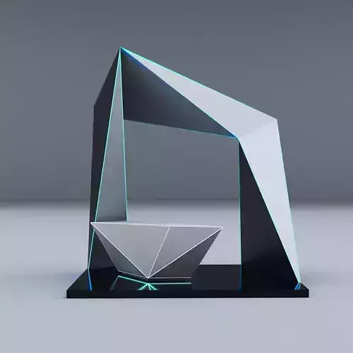 Deconstructed Booth and Counter with LED 3D model