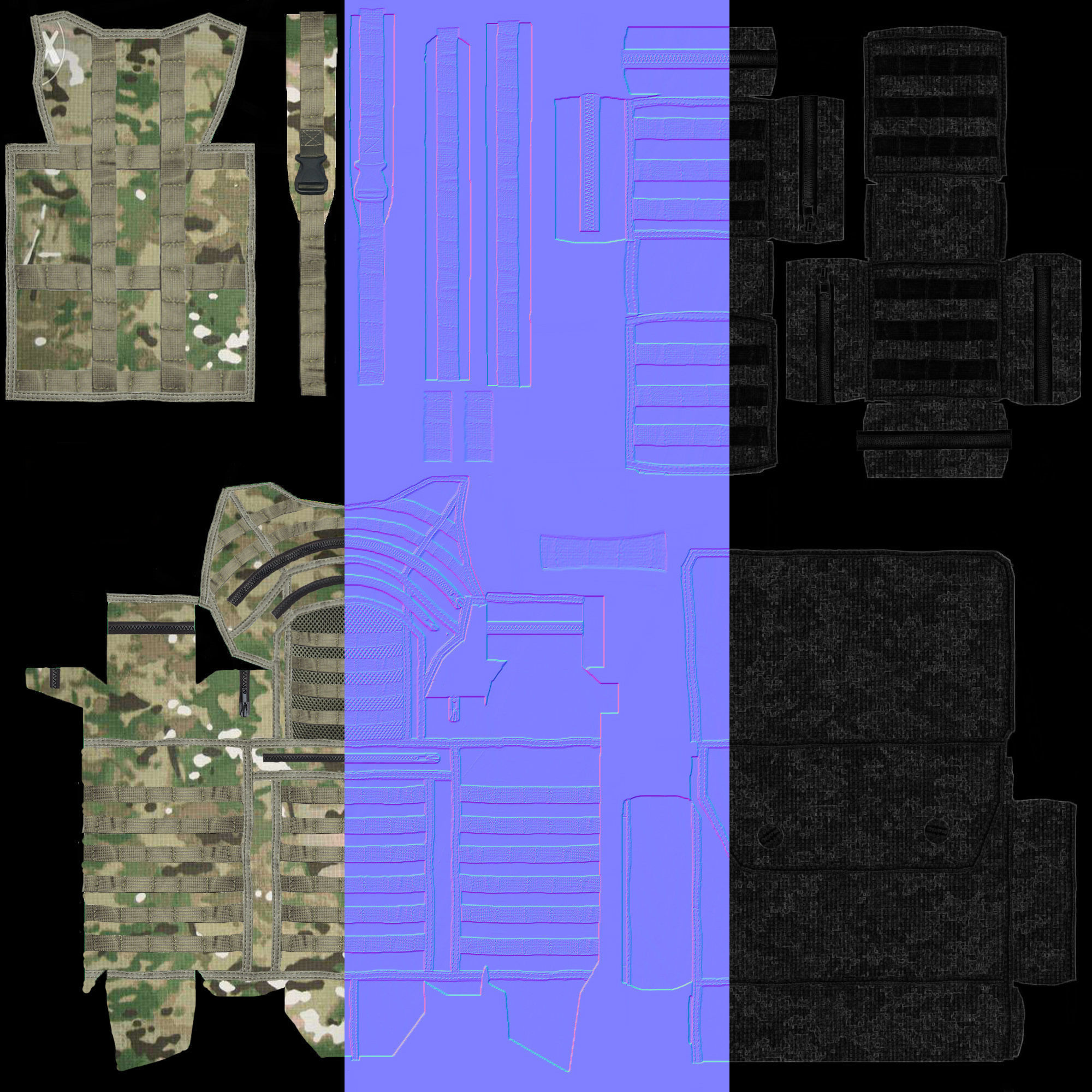 backpack multicam Low-poly 3D model_7