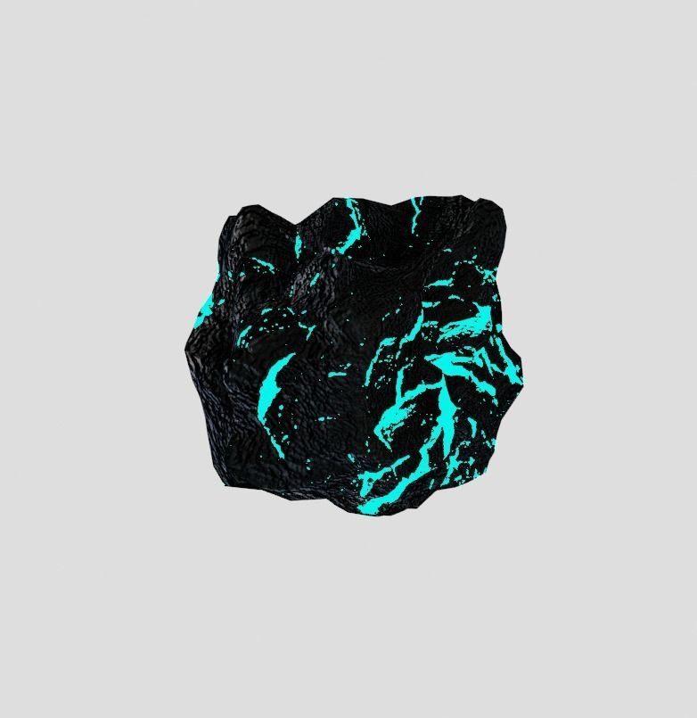 Space Rock Asteroid Glowing Blue Core for Game PBR Free low-poly 3D model_2