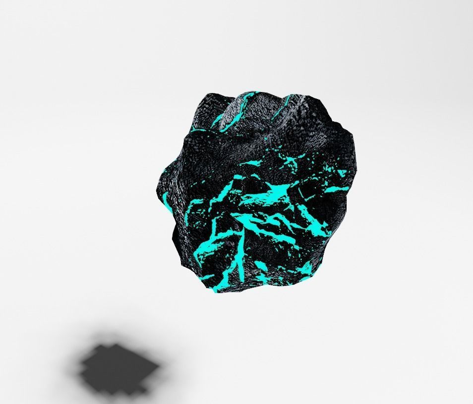 Space Rock Asteroid Glowing Blue Core for Game PBR Free low-poly 3D model_8