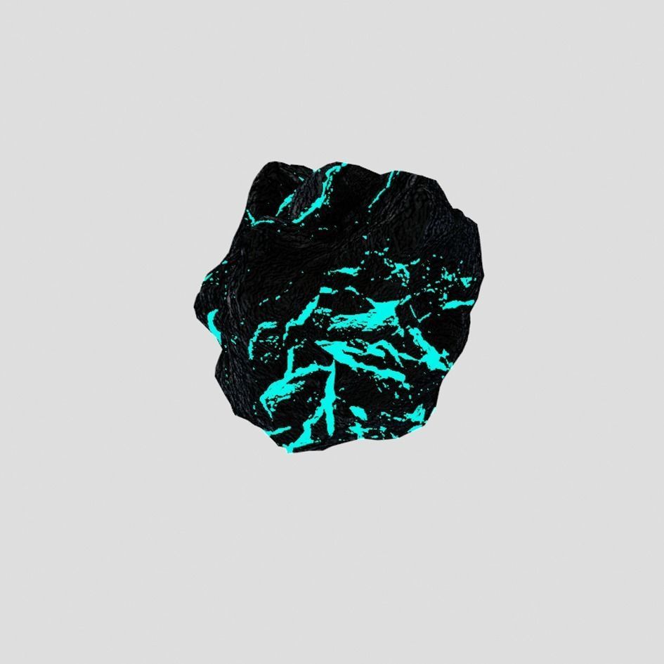 Space Rock Asteroid Glowing Blue Core for Game PBR Free low-poly 3D model_1