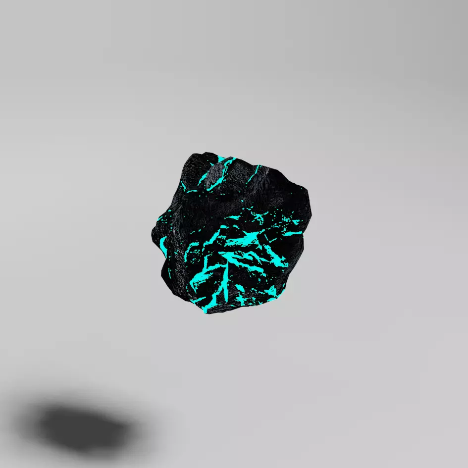Space Rock Asteroid Glowing Blue Core for Game PBR Free low-poly 3D model_0