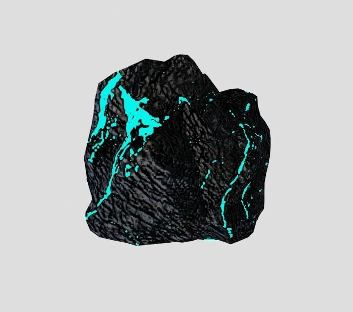 Space Rock Asteroid Glowing Blue Core for Game PBR Free low-poly 3D model_5