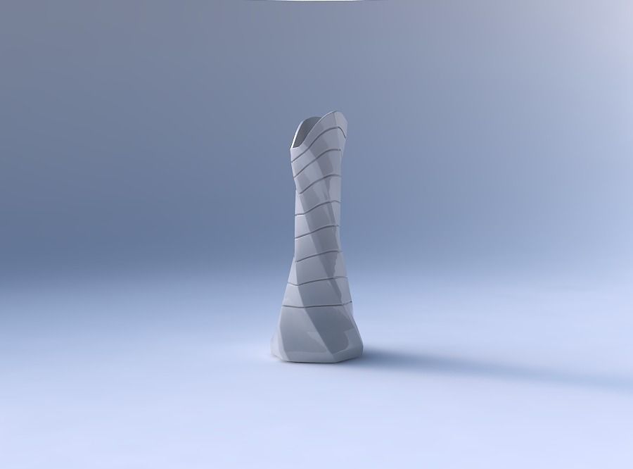 Vase twisted squeezed and bent hexagon 2 with hard horizontal... 3D print model_4