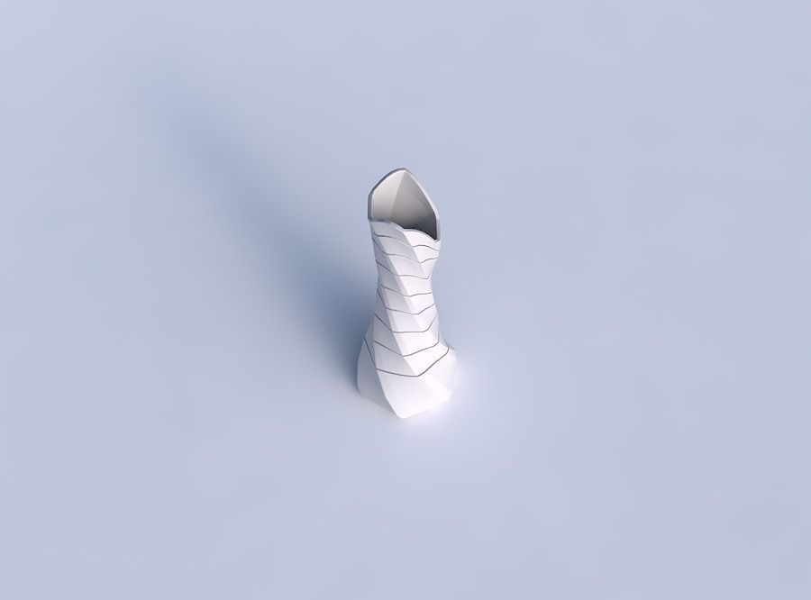 Vase twisted squeezed and bent hexagon 2 with hard horizontal... 3D print model_1