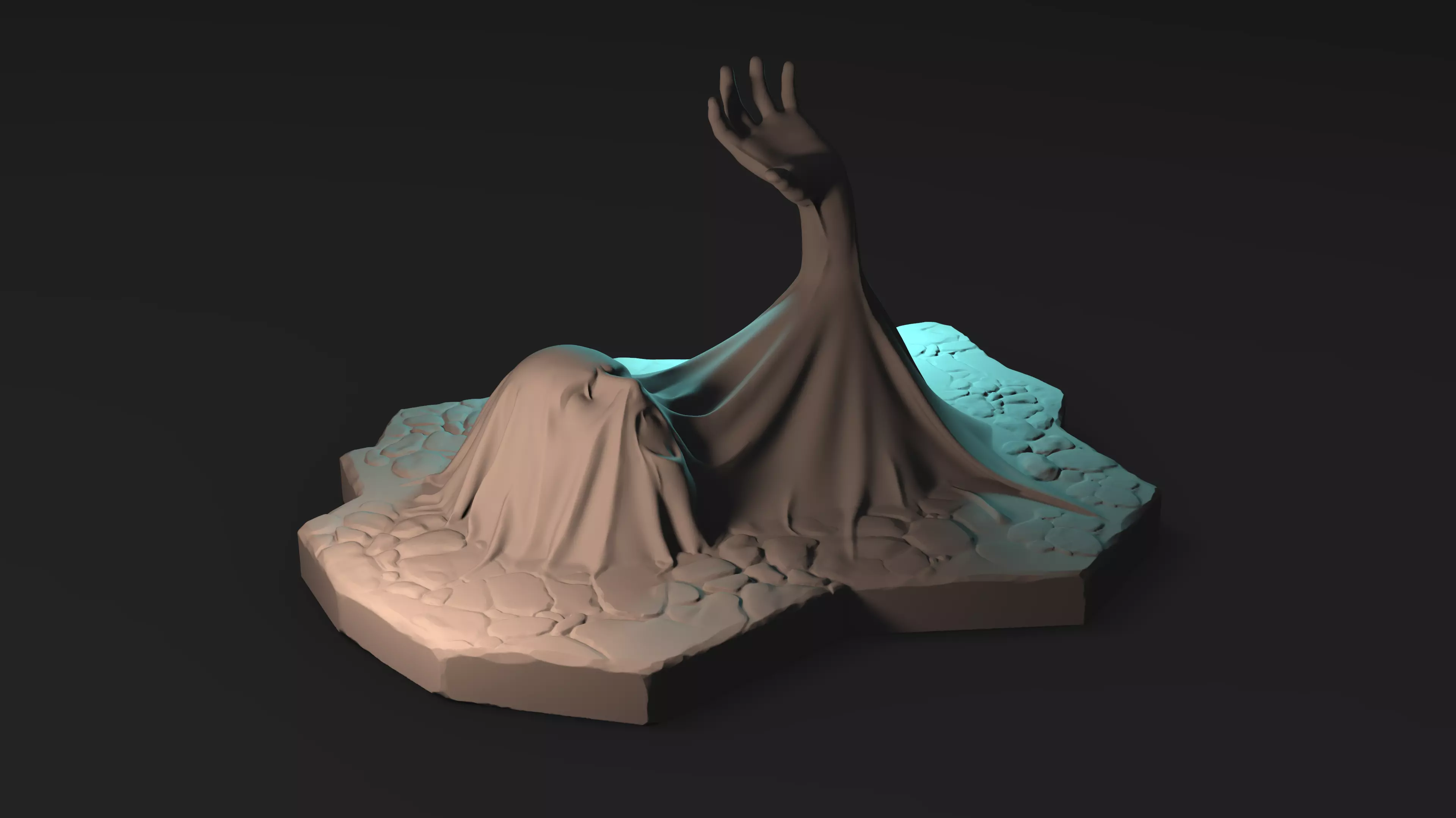 Stuck statue with hand 3D print model_0