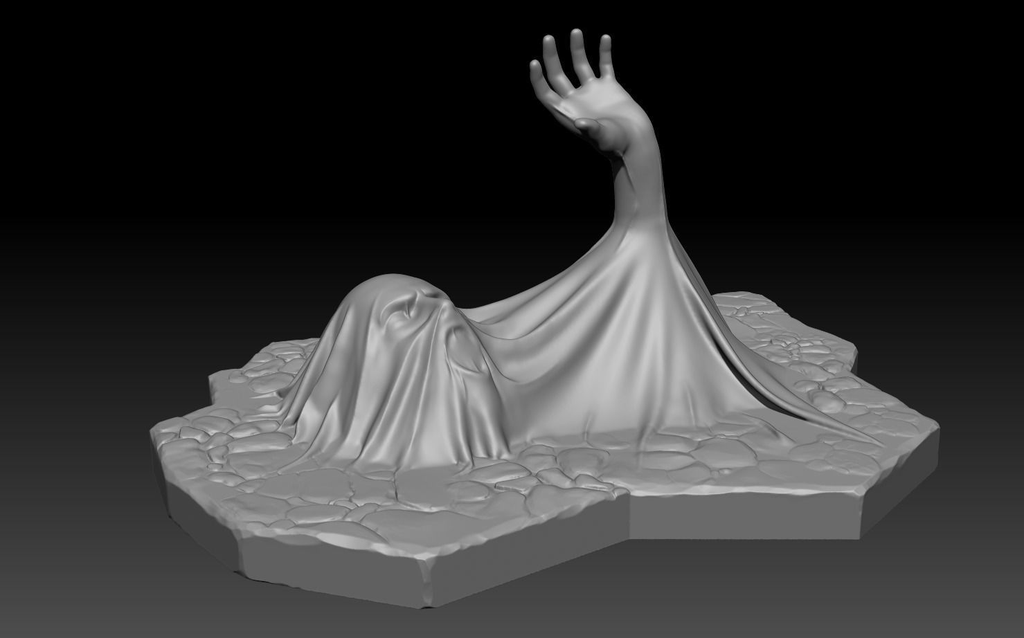 Stuck statue with hand 3D print model_3