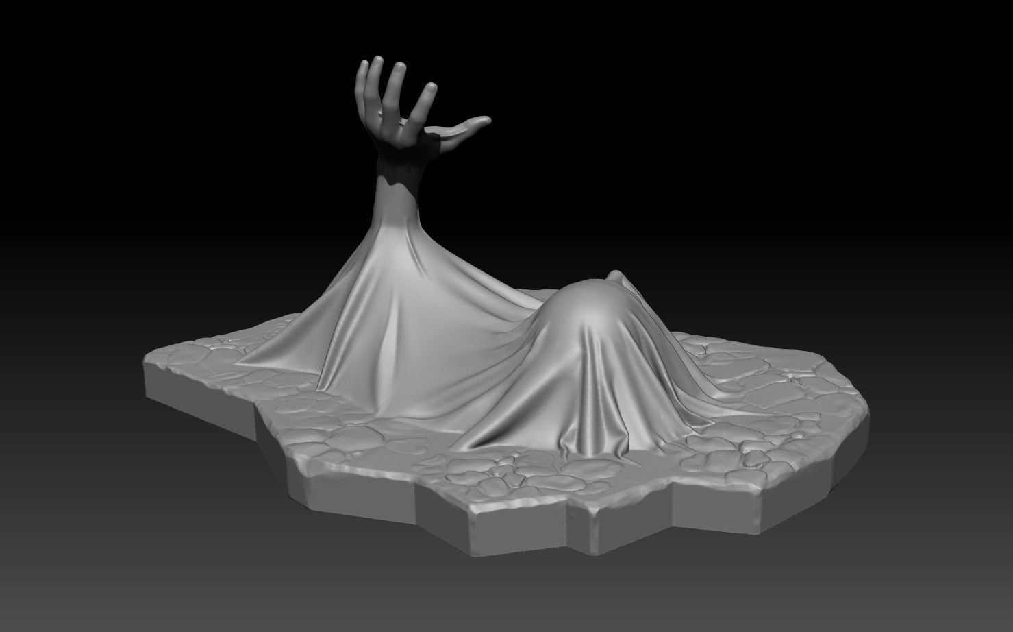 Stuck statue with hand 3D print model_4