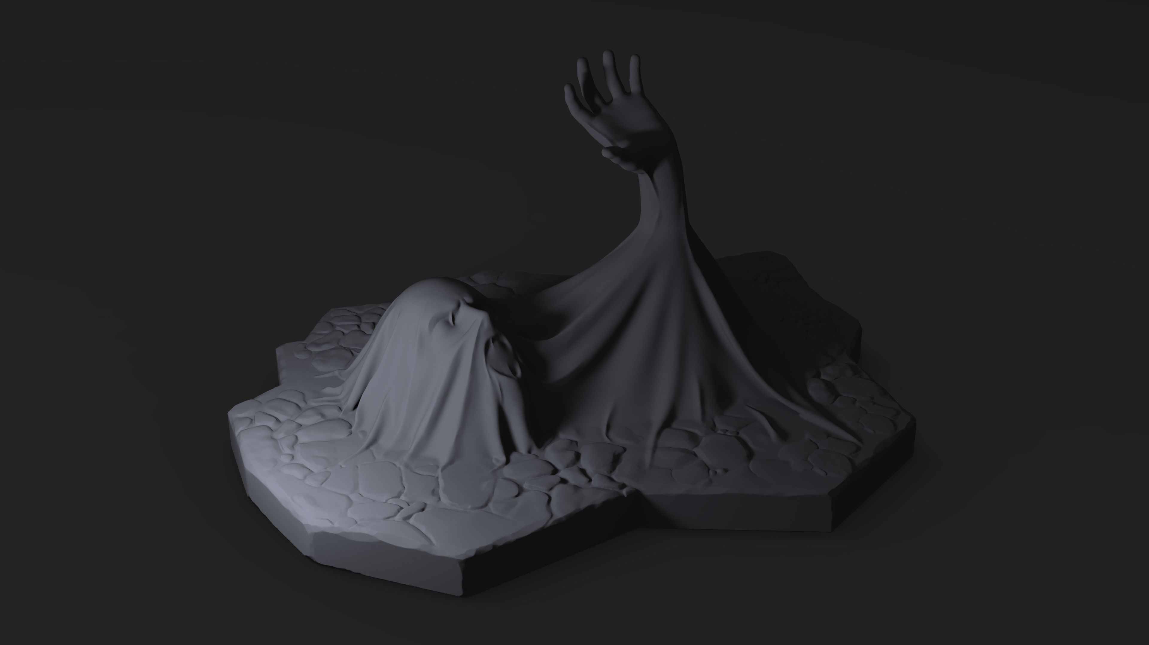 Stuck statue with hand 3D print model_2