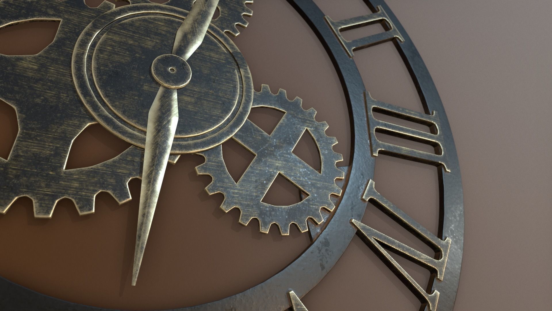 Brass and Iron Iron Wall Clock 3D model_8