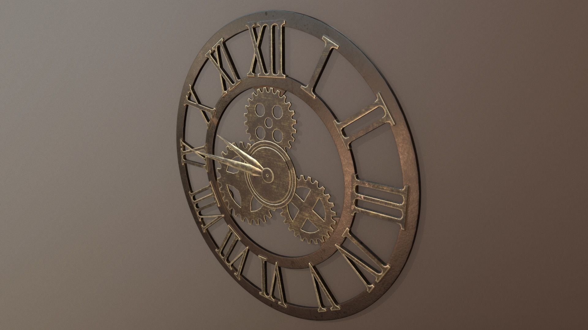 Brass and Iron Iron Wall Clock 3D model_4