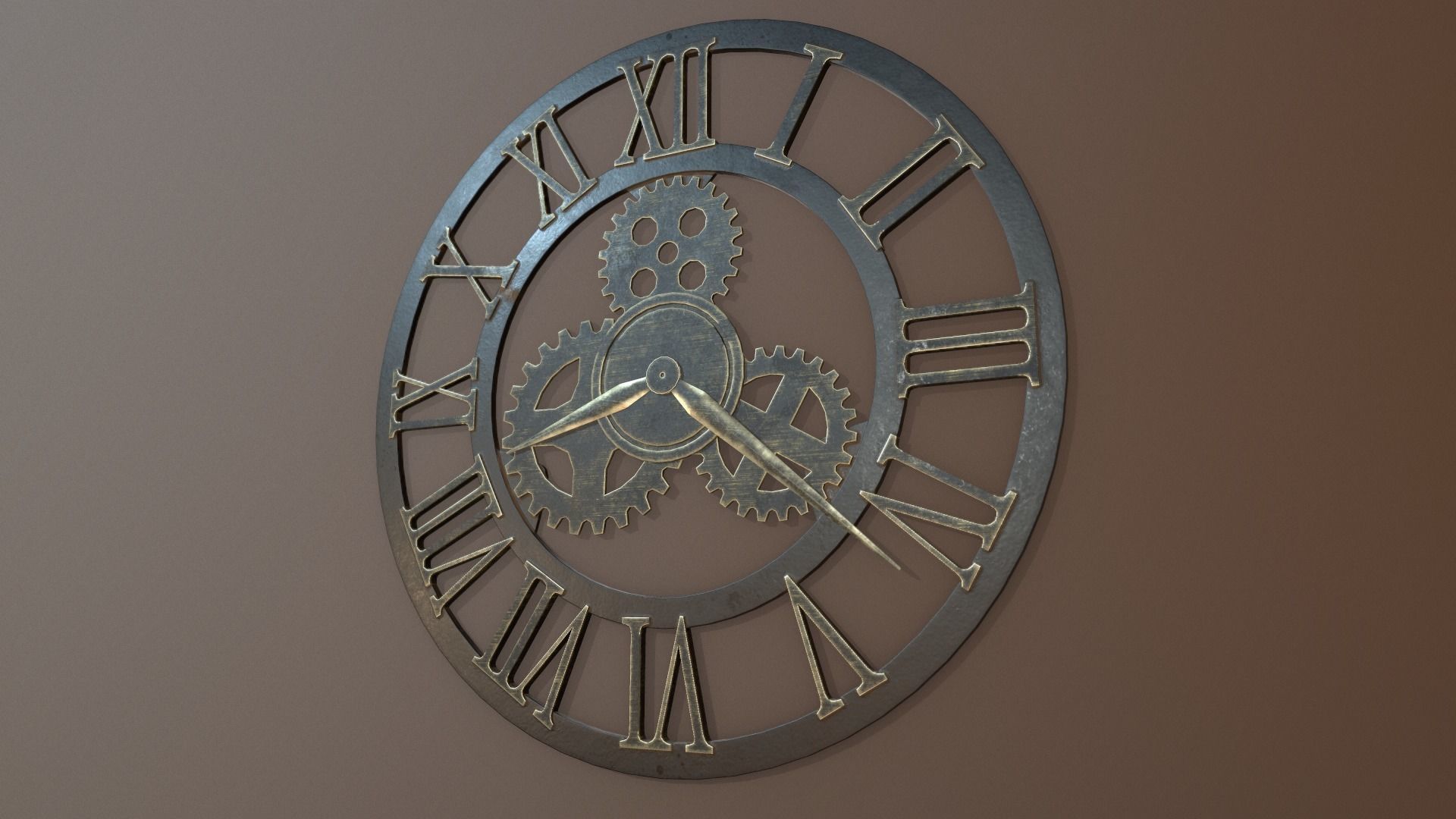 Brass and Iron Iron Wall Clock 3D model_2