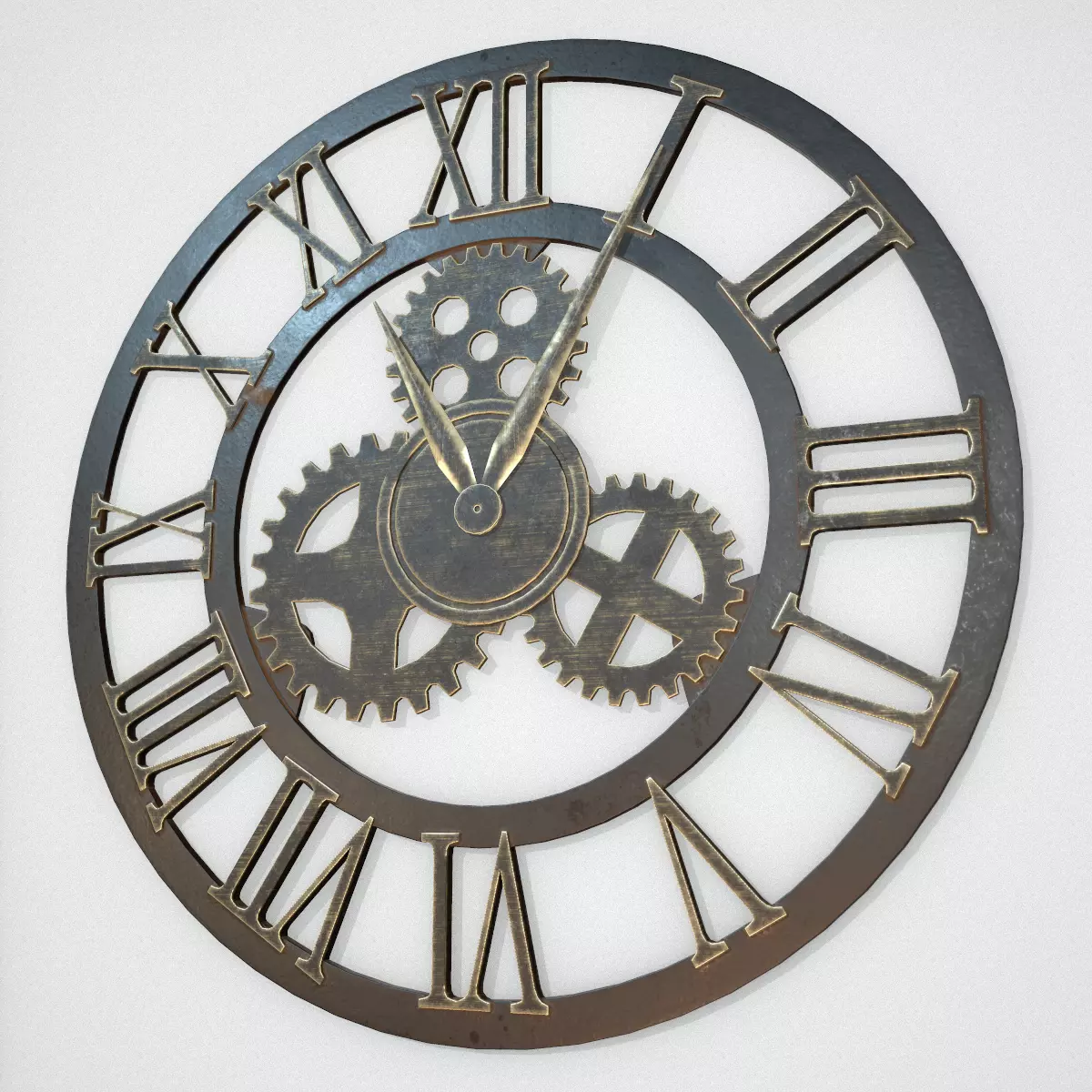 Brass and Iron Iron Wall Clock 3D model_0