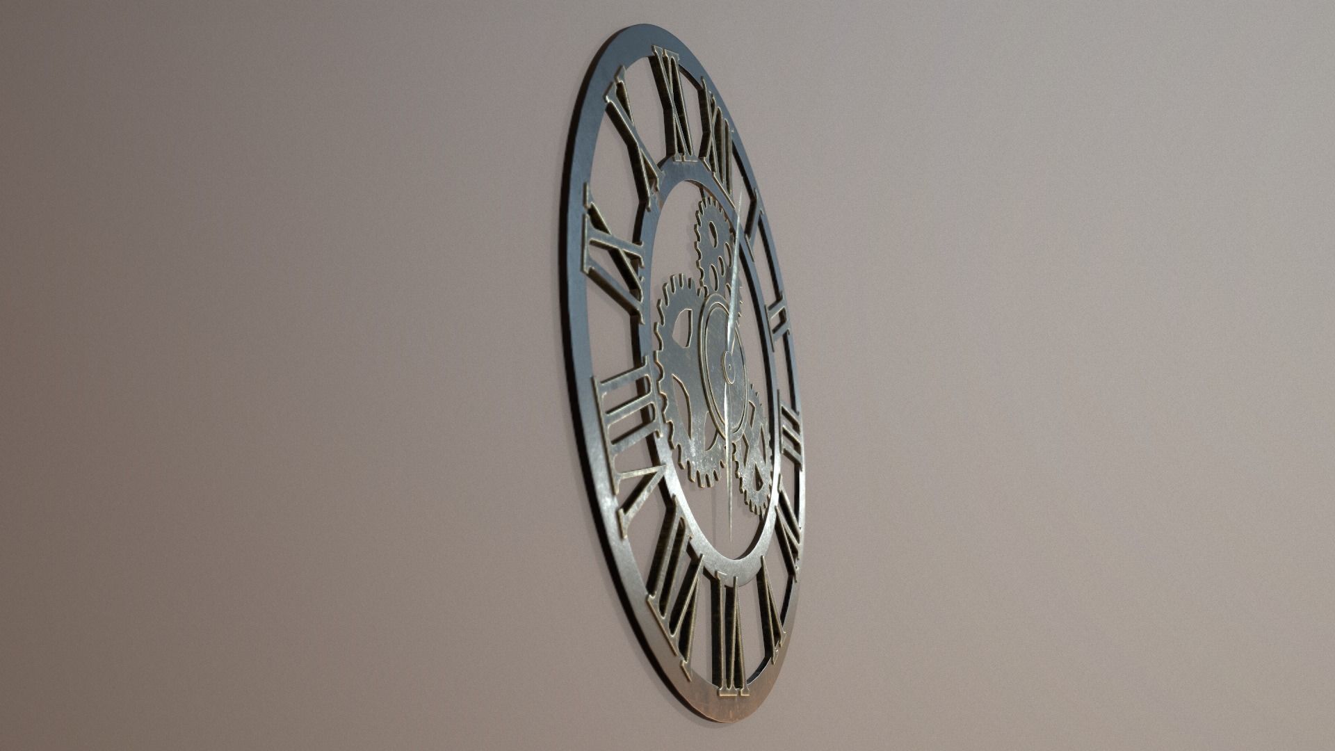 Brass and Iron Iron Wall Clock 3D model_6