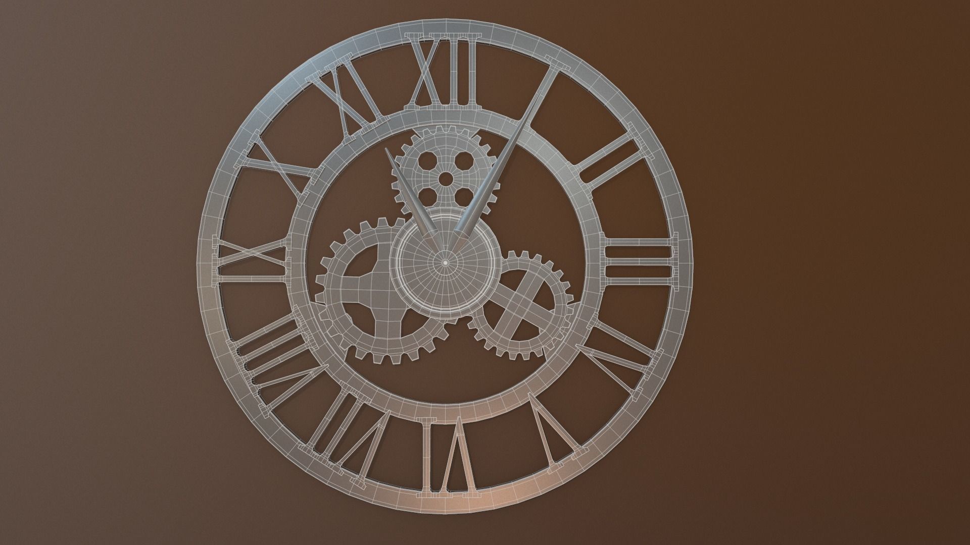 Brass and Iron Iron Wall Clock 3D model_13