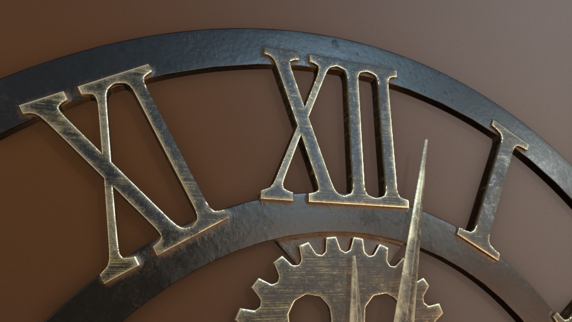 Brass and Iron Iron Wall Clock 3D model_9