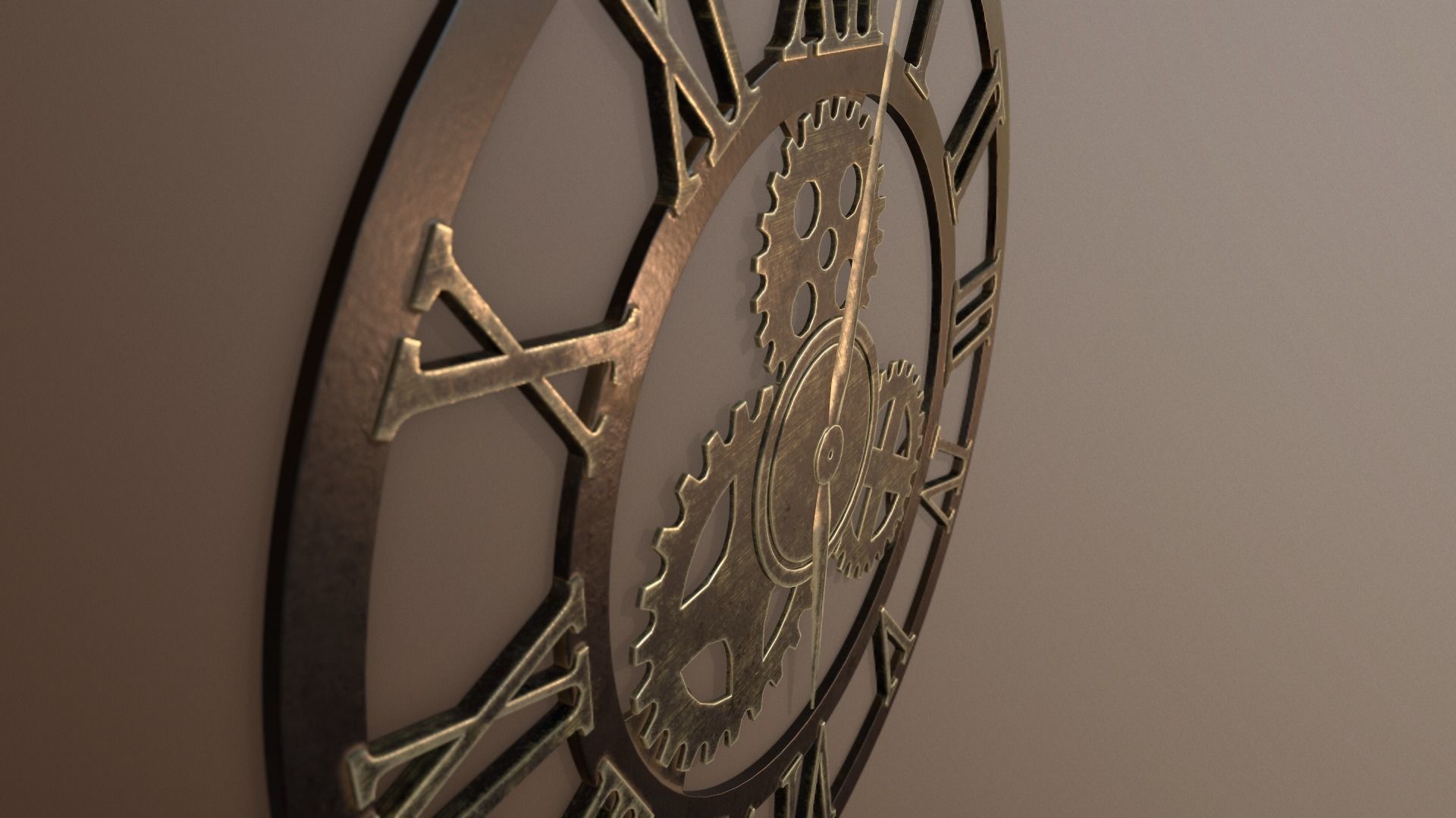 Brass and Iron Iron Wall Clock 3D model_7