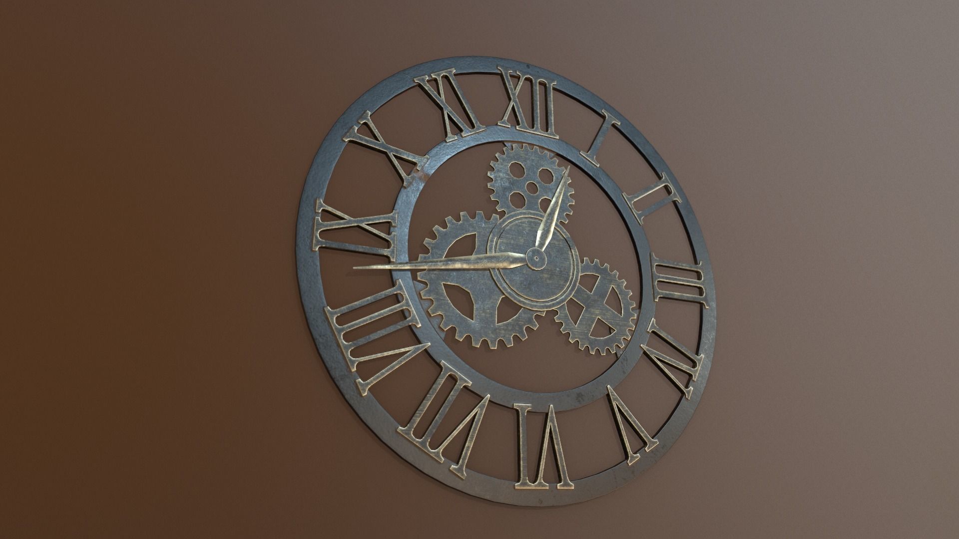 Brass and Iron Iron Wall Clock 3D model_10