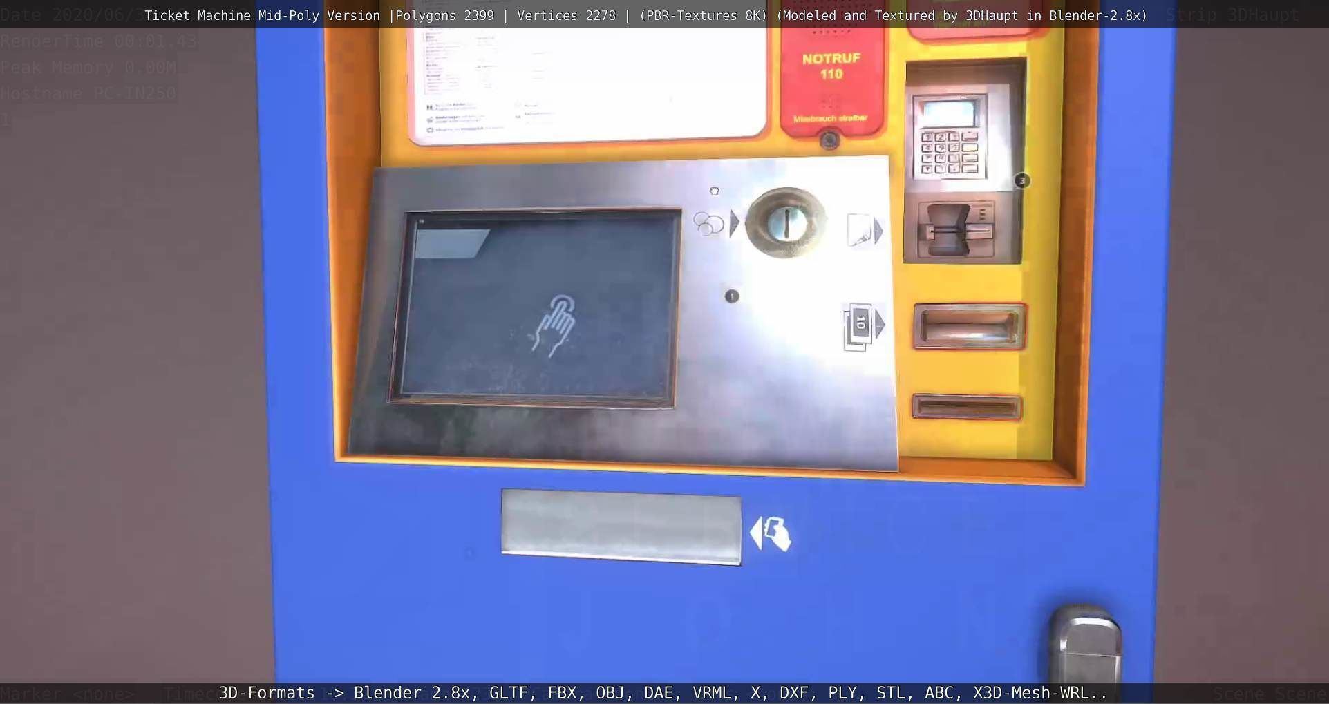 Mid-Poly Ticket Machine Low-poly 3D model_50