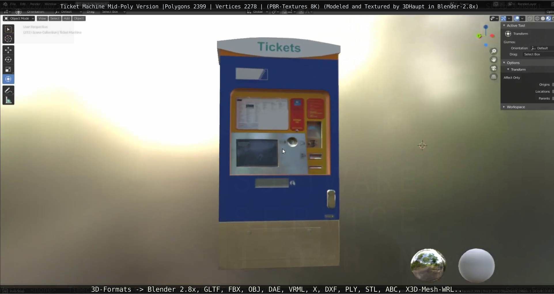 Mid-Poly Ticket Machine Low-poly 3D model_125