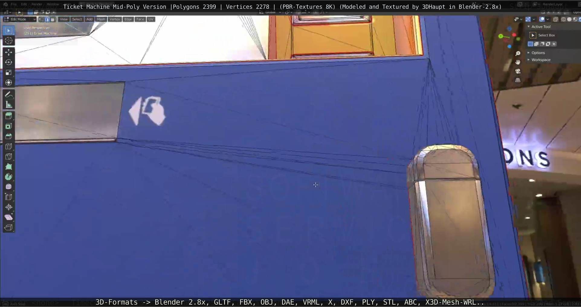 Mid-Poly Ticket Machine Low-poly 3D model_116