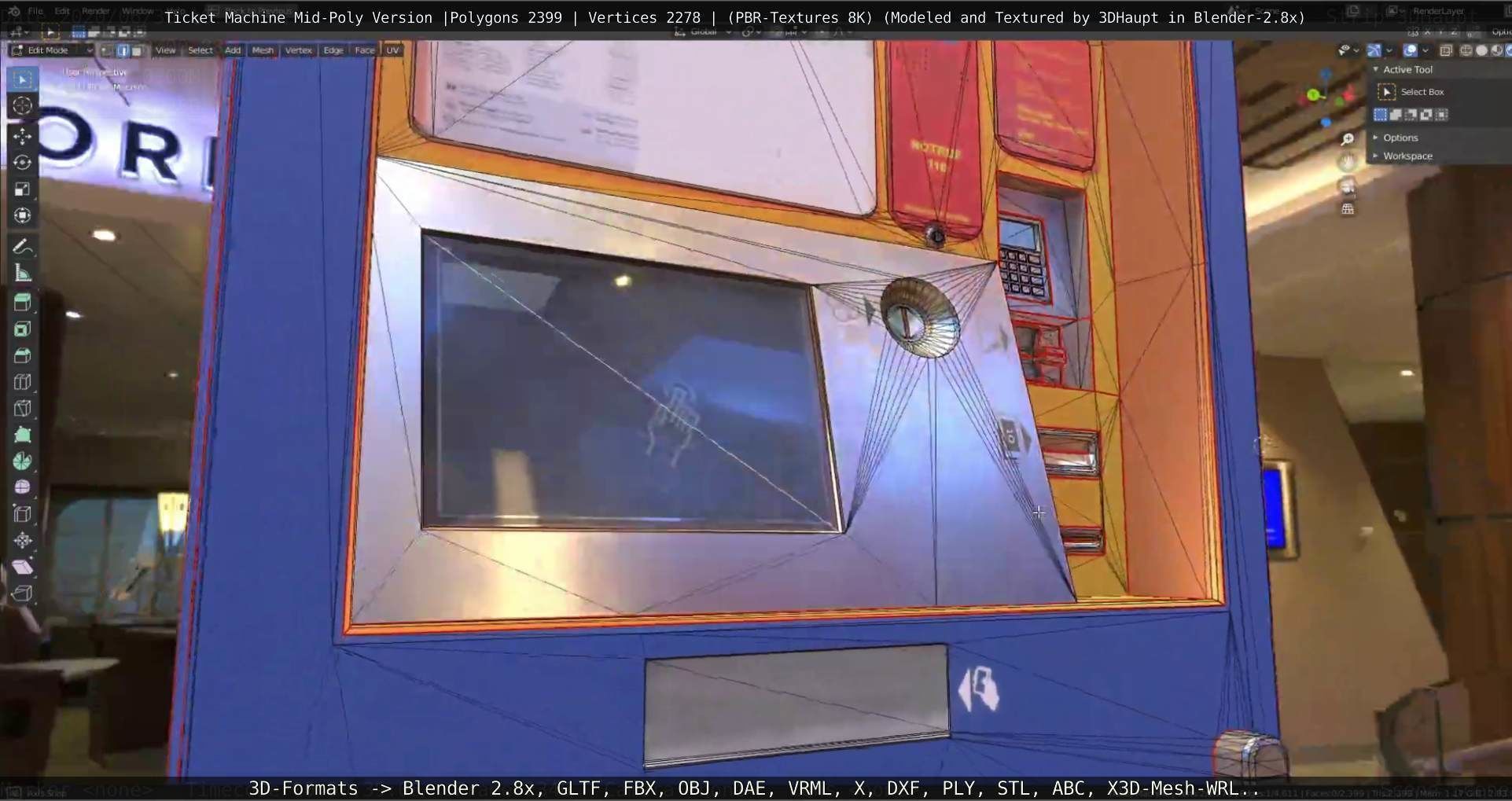 Mid-Poly Ticket Machine Low-poly 3D model_119