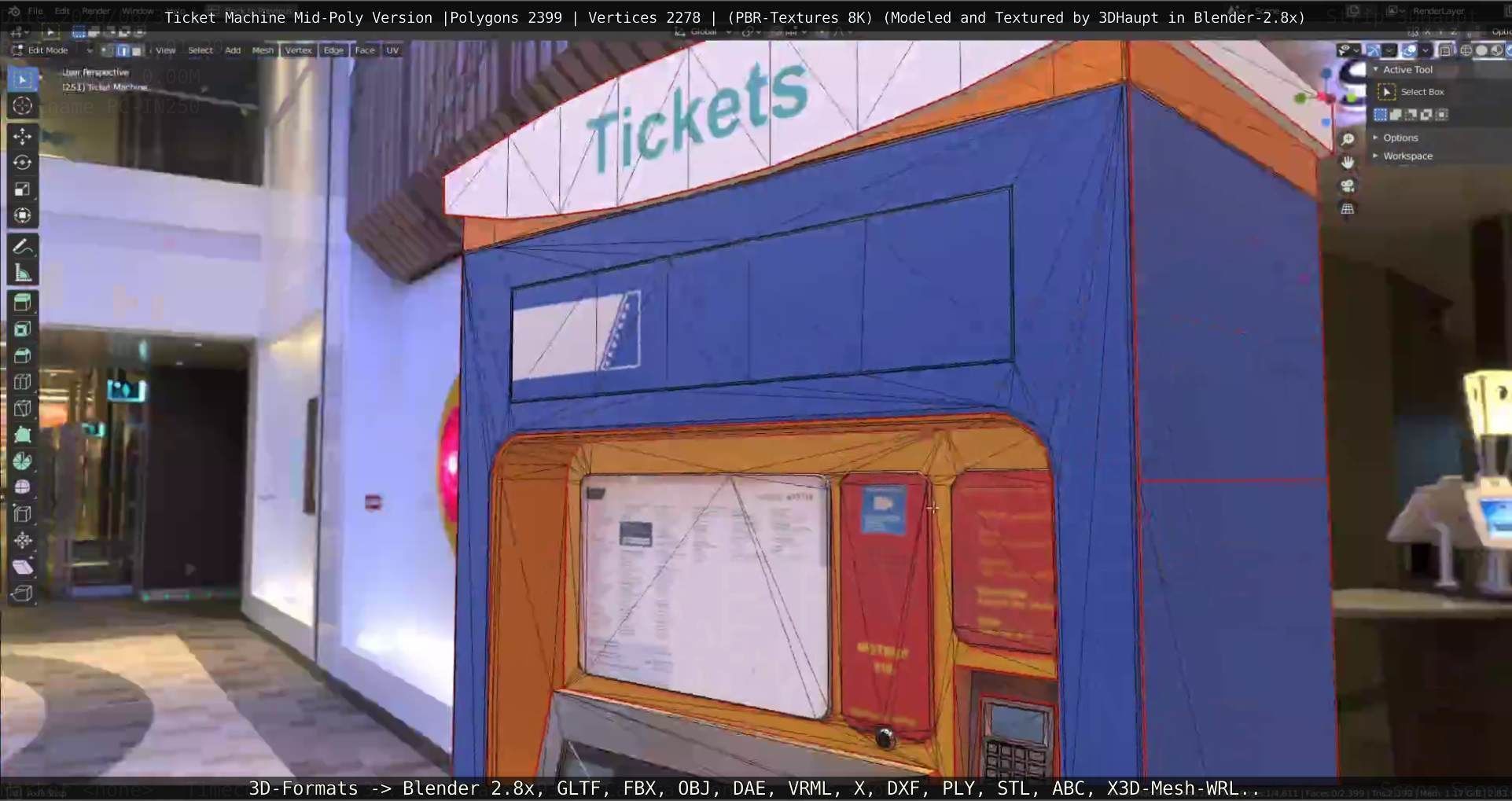 Mid-Poly Ticket Machine Low-poly 3D model_113
