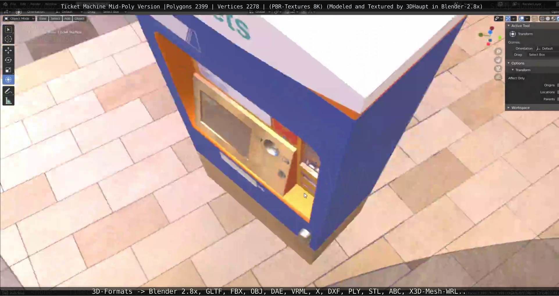 Mid-Poly Ticket Machine Low-poly 3D model_92